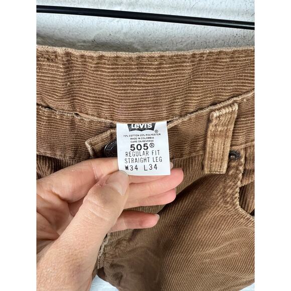 Levi's Men's 505 Regular Fit Straight Leg Corduroy Pants Teak Brown 34/34 - Picture 4 of 6